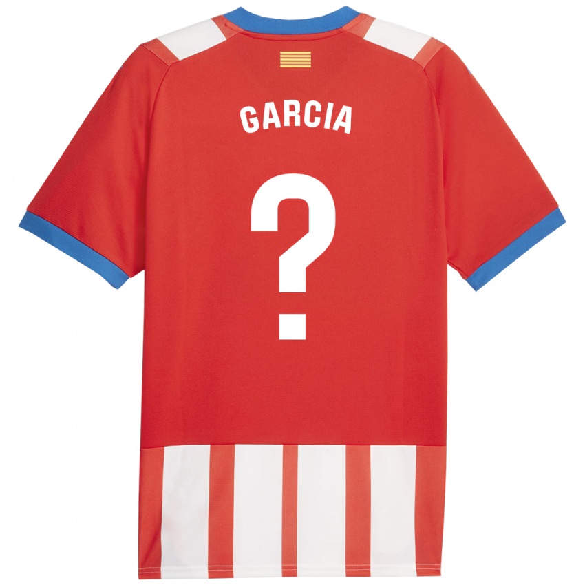 Męski Enric García #0 Czerwony Biały Domowa Koszulka 2023/24 Koszulki Klubowe
