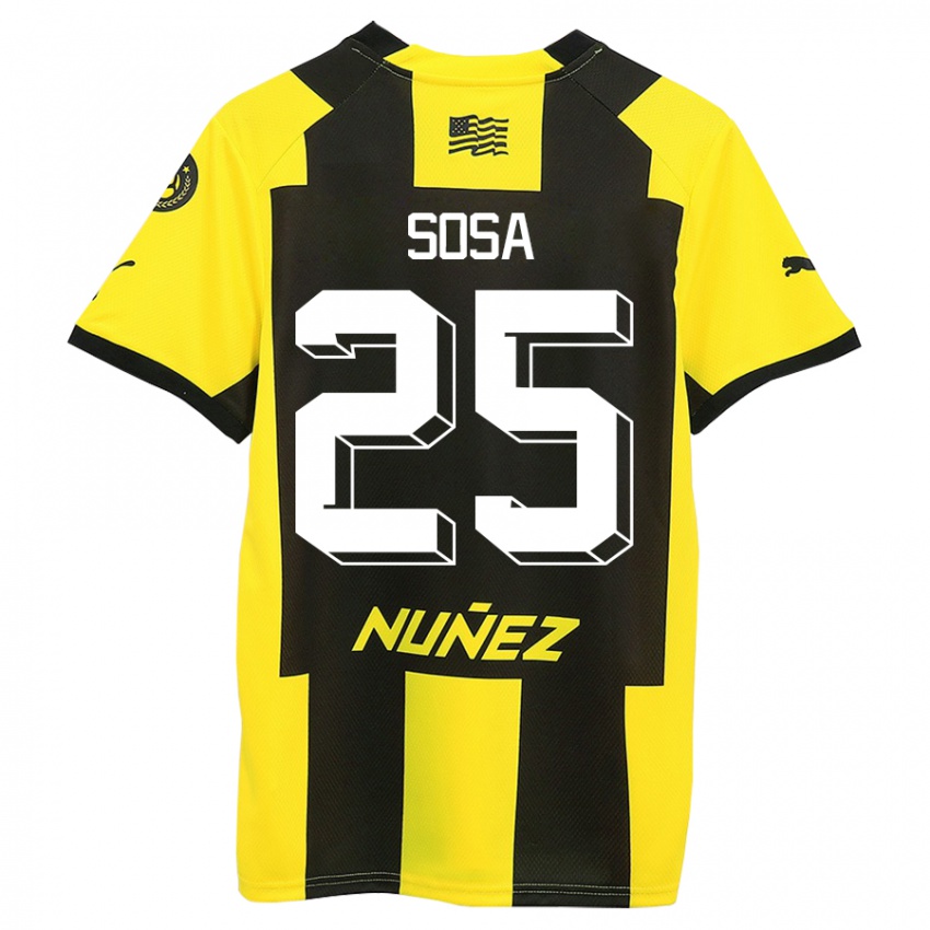 Męski Ignacio Sosa #25 Żółty Czarny Domowa Koszulka 2023/24 Koszulki Klubowe