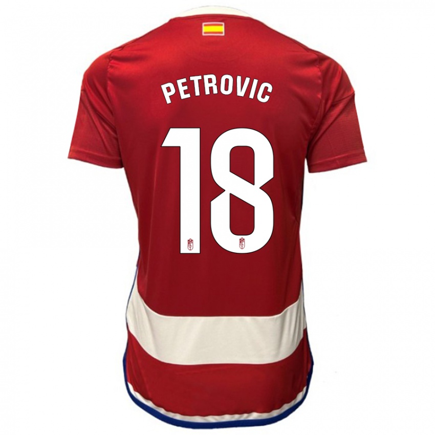 Męski Njegos Petrovic #18 Czerwony Domowa Koszulka 2023/24 Koszulki Klubowe