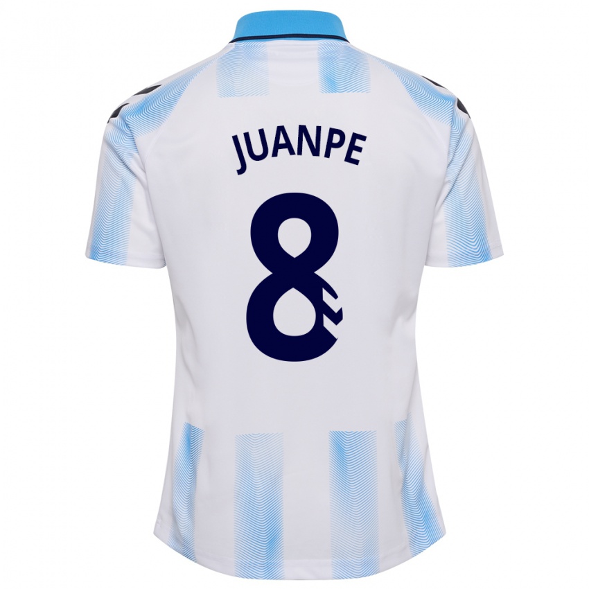 Męski Juanpe #8 Biało Niebieski Domowa Koszulka 2023/24 Koszulki Klubowe