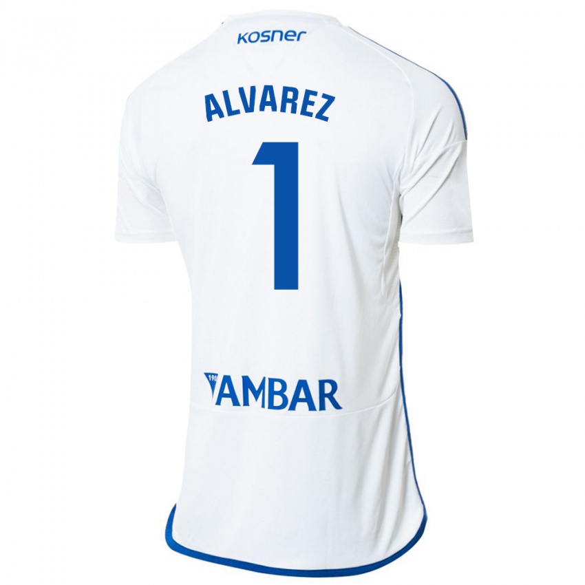 Męski Cristian Álvarez #1 Biały Domowa Koszulka 2023/24 Koszulki Klubowe