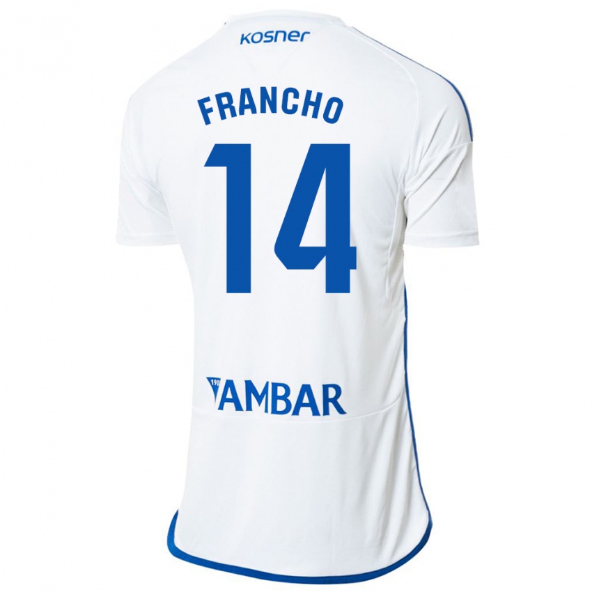Męski Francho Serrano #14 Biały Domowa Koszulka 2023/24 Koszulki Klubowe