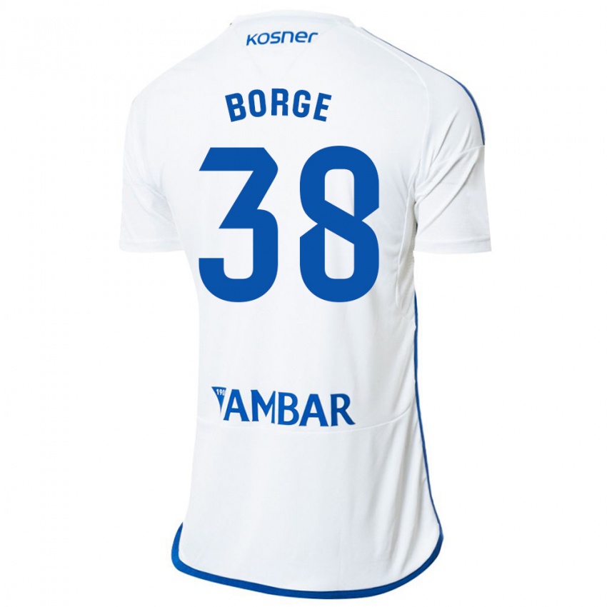 Męski Andrés Borge #38 Biały Domowa Koszulka 2023/24 Koszulki Klubowe