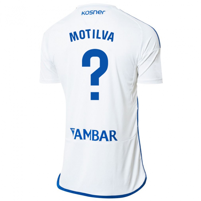 Męski Adrián Motilva #0 Biały Domowa Koszulka 2023/24 Koszulki Klubowe