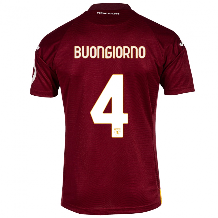 Męski Alessandro Buongiorno #4 Ciemno Czerwony Domowa Koszulka 2023/24 Koszulki Klubowe