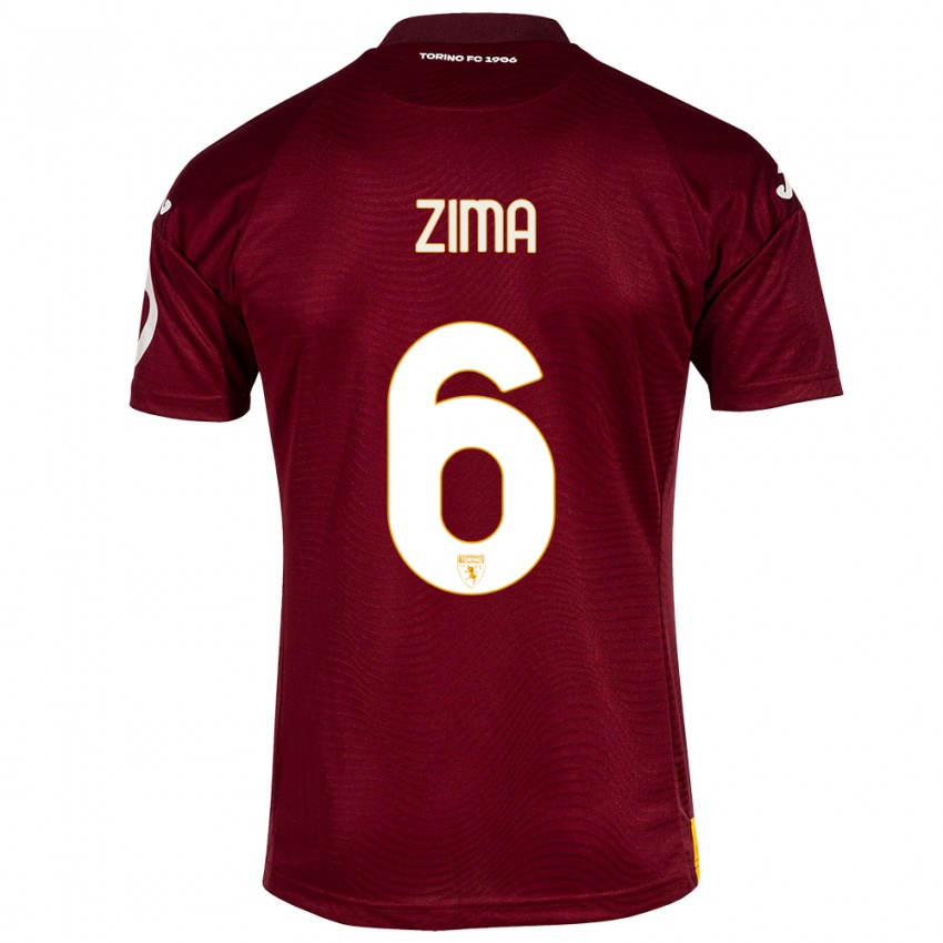 Męski David Zima #6 Ciemno Czerwony Domowa Koszulka 2023/24 Koszulki Klubowe