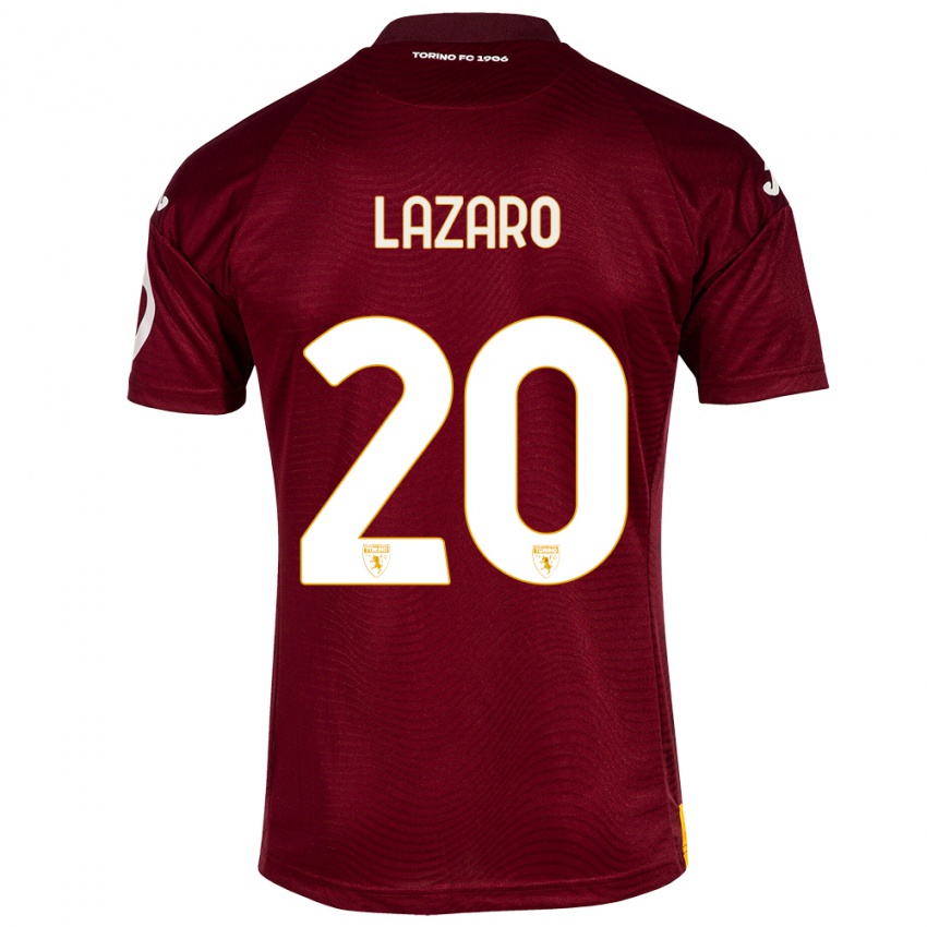 Męski Valentino Lazaro #20 Ciemno Czerwony Domowa Koszulka 2023/24 Koszulki Klubowe