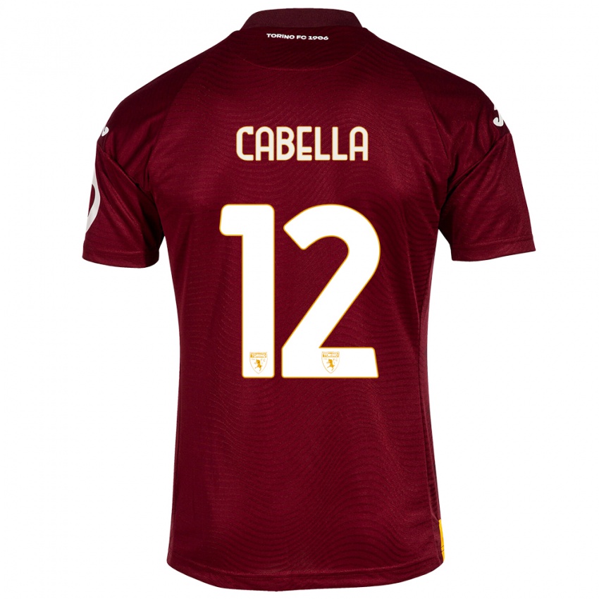 Męski Matteo Cabella #12 Ciemno Czerwony Domowa Koszulka 2023/24 Koszulki Klubowe