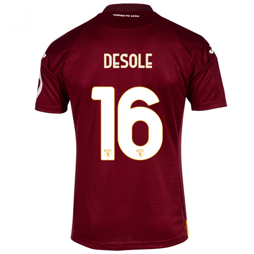 Męski Fabio Desole #16 Ciemno Czerwony Domowa Koszulka 2023/24 Koszulki Klubowe