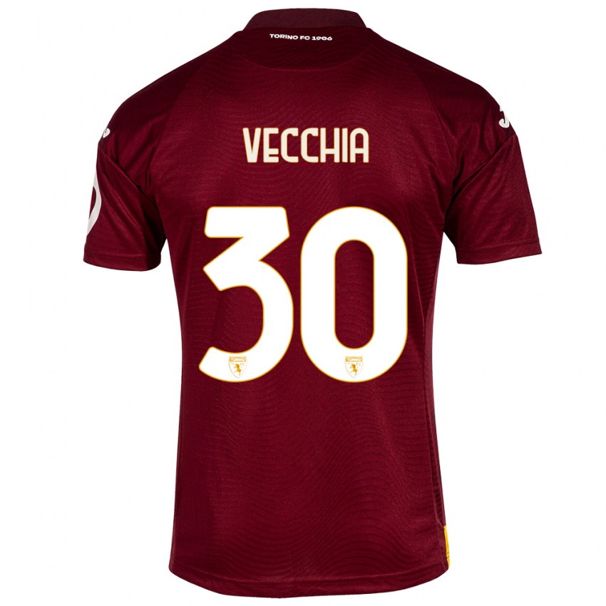 Męski Marco Dalla Vecchia #30 Ciemno Czerwony Domowa Koszulka 2023/24 Koszulki Klubowe