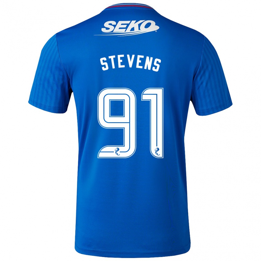 Męski Archie Stevens #91 Niebieski Domowa Koszulka 2023/24 Koszulki Klubowe