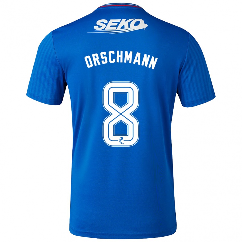 Męski Dina Orschmann #8 Niebieski Domowa Koszulka 2023/24 Koszulki Klubowe