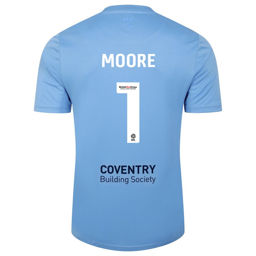 Męski Simon Moore #1 Niebieskie Niebo Domowa Koszulka 2023/24 Koszulki Klubowe