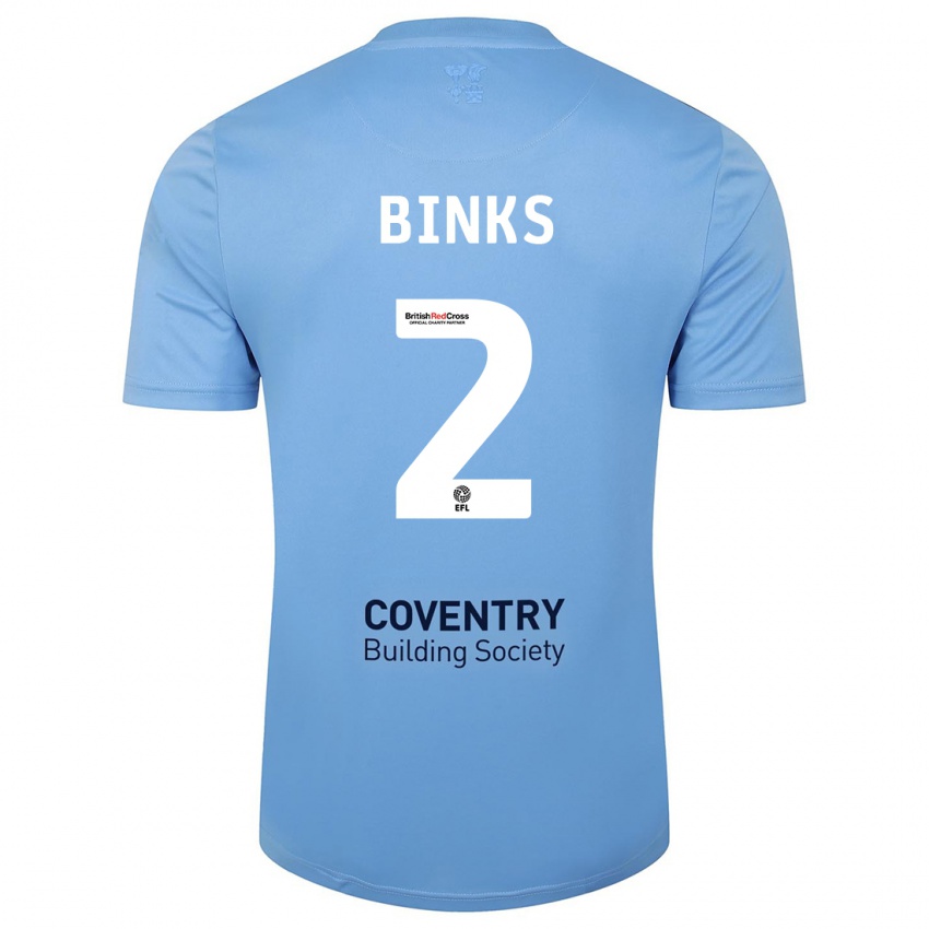 Męski Luis Binks #2 Niebieskie Niebo Domowa Koszulka 2023/24 Koszulki Klubowe