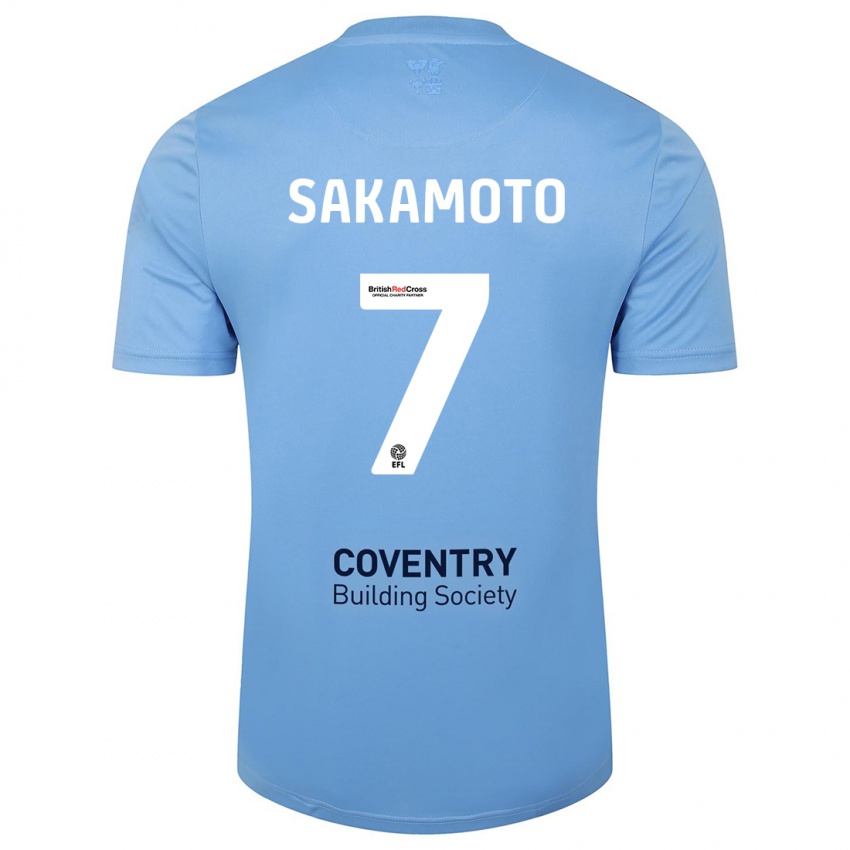 Męski Tatsuhiro Sakamoto #7 Niebieskie Niebo Domowa Koszulka 2023/24 Koszulki Klubowe