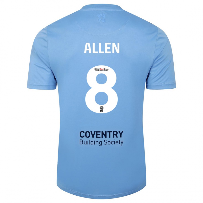 Męski Jamie Allen #8 Niebieskie Niebo Domowa Koszulka 2023/24 Koszulki Klubowe