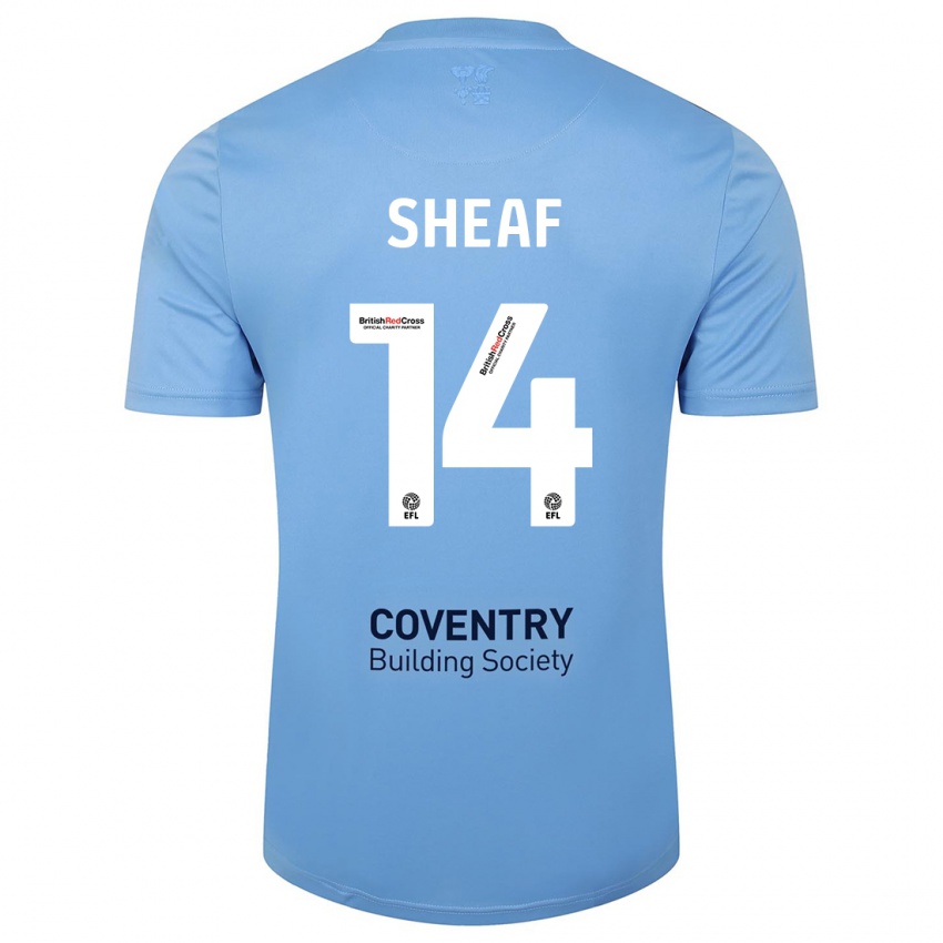 Męski Ben Sheaf #14 Niebieskie Niebo Domowa Koszulka 2023/24 Koszulki Klubowe