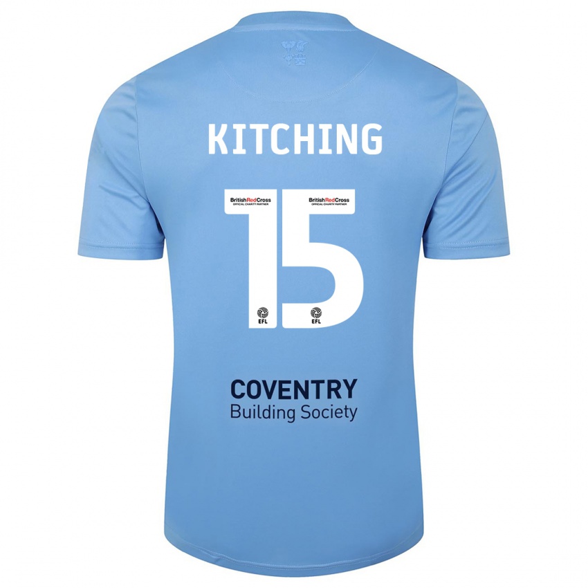 Męski Liam Kitching #15 Niebieskie Niebo Domowa Koszulka 2023/24 Koszulki Klubowe