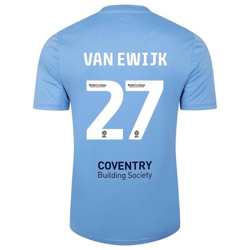 Męski Milan Van Ewijk #27 Niebieskie Niebo Domowa Koszulka 2023/24 Koszulki Klubowe