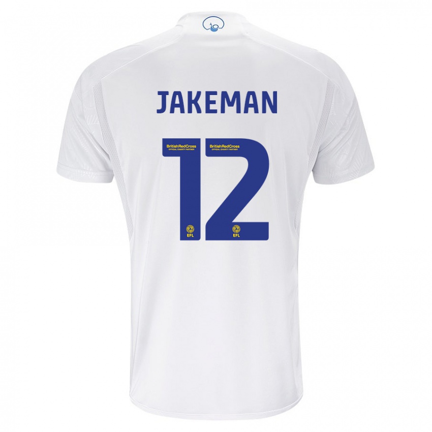 Męski Harriet Jakeman #12 Biały Domowa Koszulka 2023/24 Koszulki Klubowe