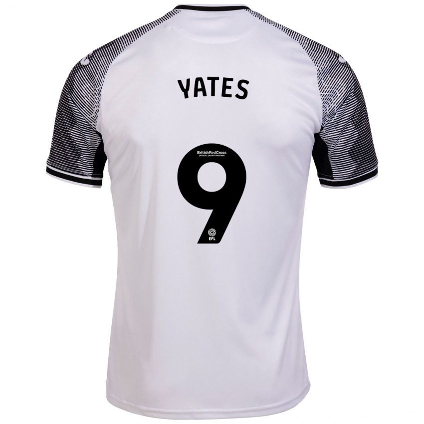 Męski Jerry Yates #9 Biały Domowa Koszulka 2023/24 Koszulki Klubowe