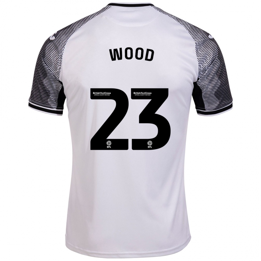 Męski Nathan Wood #23 Biały Domowa Koszulka 2023/24 Koszulki Klubowe
