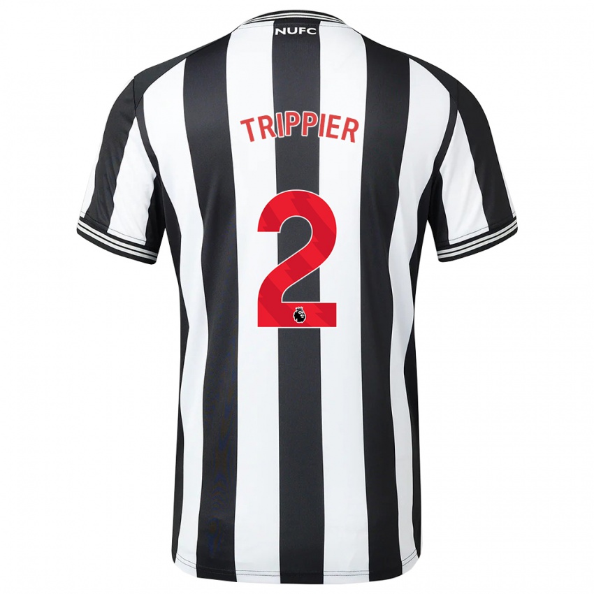 Męski Kieran Trippier #2 Czarny Biały Domowa Koszulka 2023/24 Koszulki Klubowe