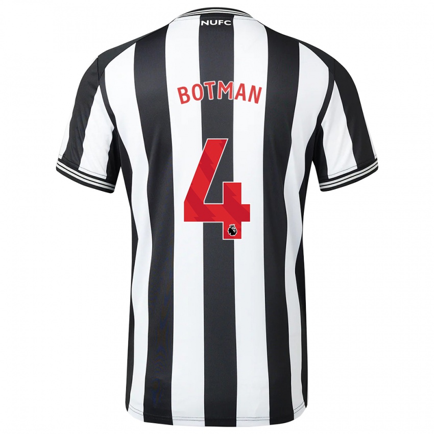Męski Sven Botman #4 Czarny Biały Domowa Koszulka 2023/24 Koszulki Klubowe
