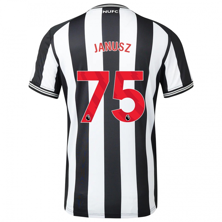 Męski Adrian Janusz #75 Czarny Biały Domowa Koszulka 2023/24 Koszulki Klubowe