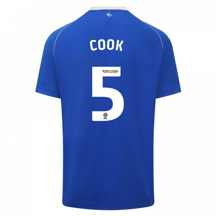 Męski Freddie Cook #5 Niebieski Domowa Koszulka 2023/24 Koszulki Klubowe