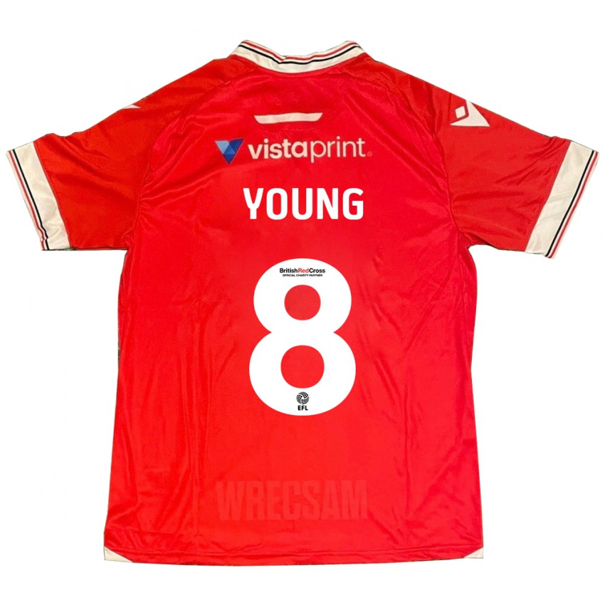 Męski Luke Young #8 Czerwony Domowa Koszulka 2023/24 Koszulki Klubowe
