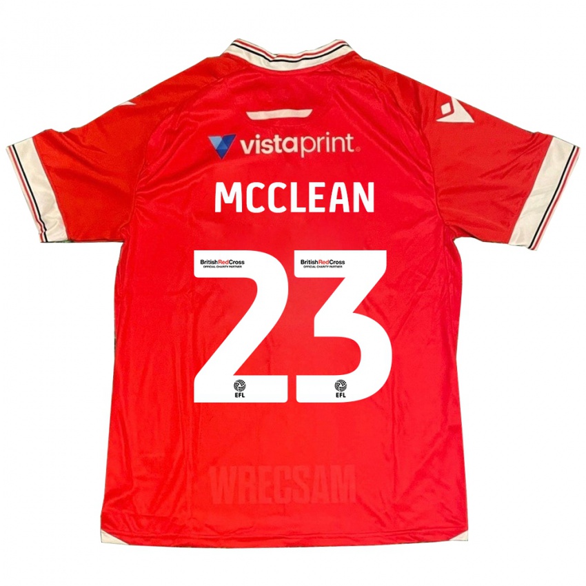 Męski James Mcclean #23 Czerwony Domowa Koszulka 2023/24 Koszulki Klubowe