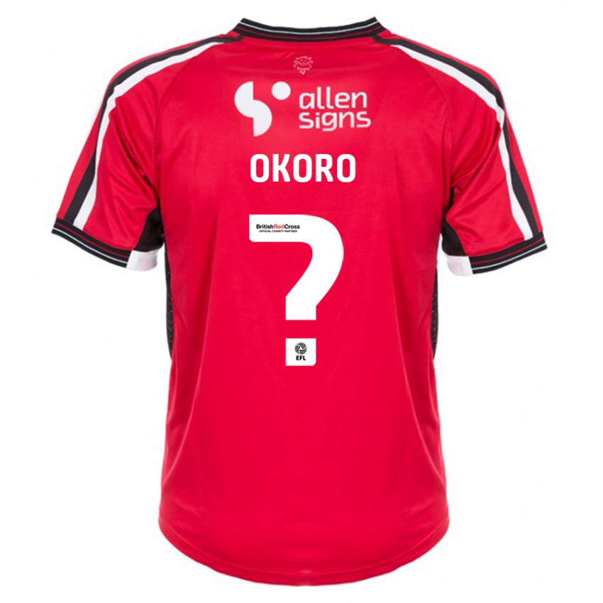 Męski Zane Okoro #0 Czerwony Domowa Koszulka 2023/24 Koszulki Klubowe