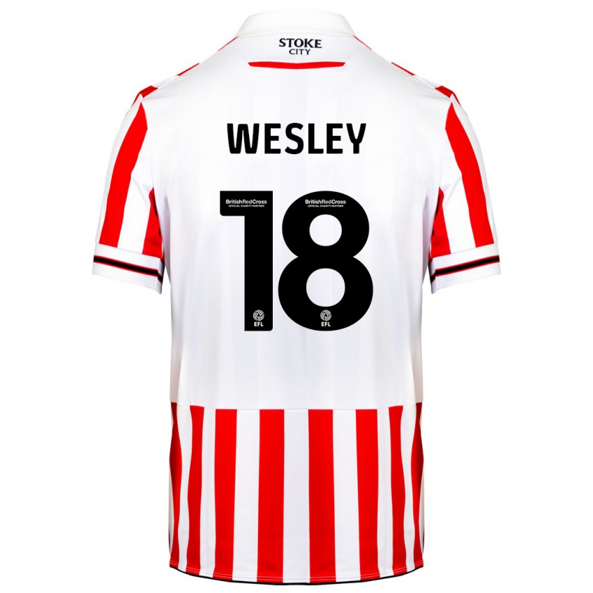 Męski Wesley Moraes #18 Czerwony Biały Domowa Koszulka 2023/24 Koszulki Klubowe