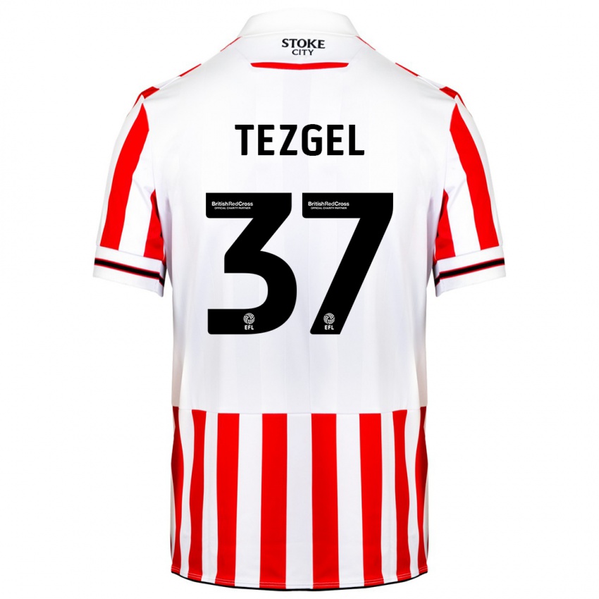 Męski Emre Tezgel #37 Czerwony Biały Domowa Koszulka 2023/24 Koszulki Klubowe