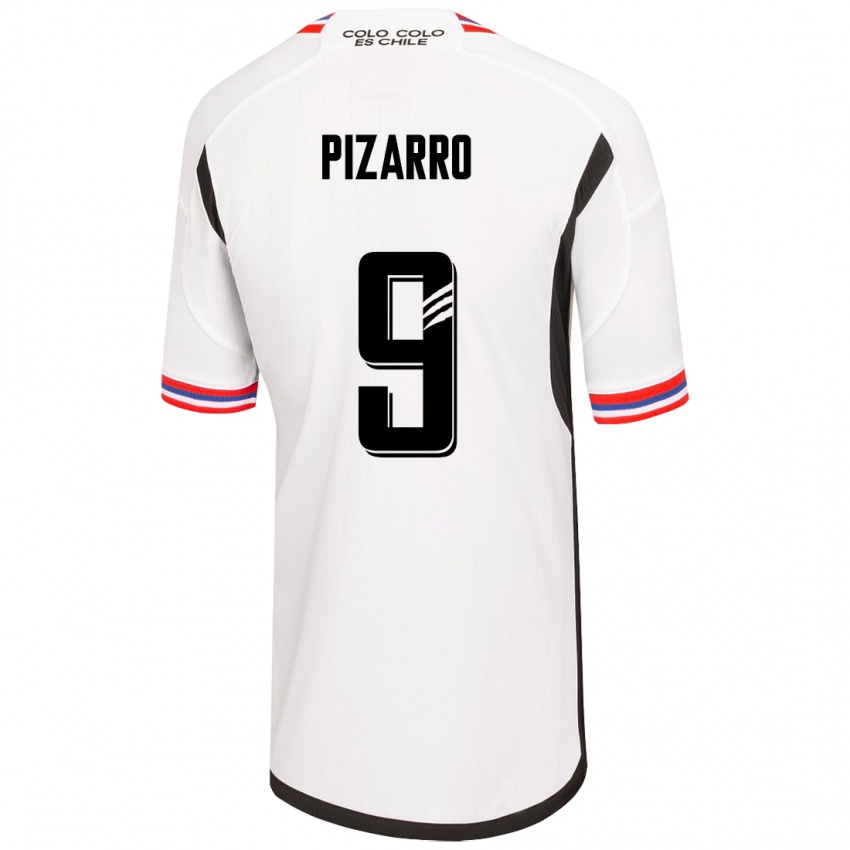 Męski Damián Pizarro #9 Biały Domowa Koszulka 2023/24 Koszulki Klubowe
