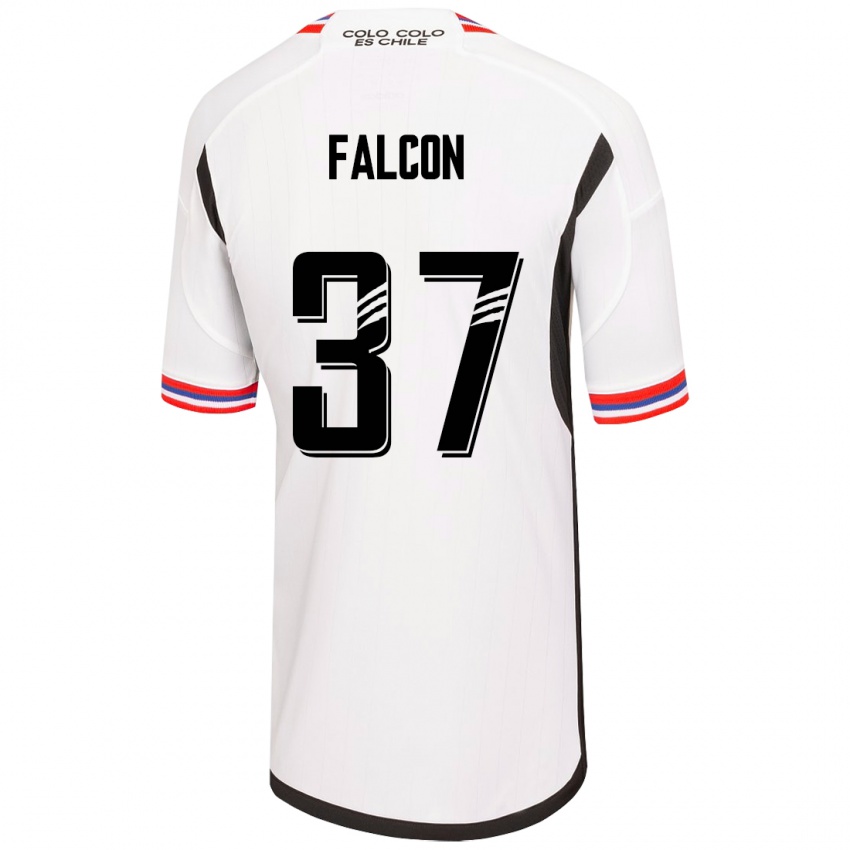 Męski Maximiliano Falcón #37 Biały Domowa Koszulka 2023/24 Koszulki Klubowe