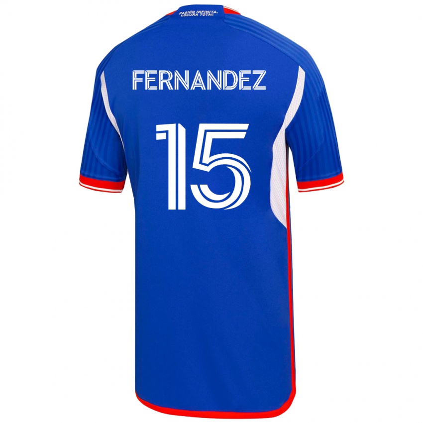 Męski Vicente Fernández #15 Niebieski Domowa Koszulka 2023/24 Koszulki Klubowe