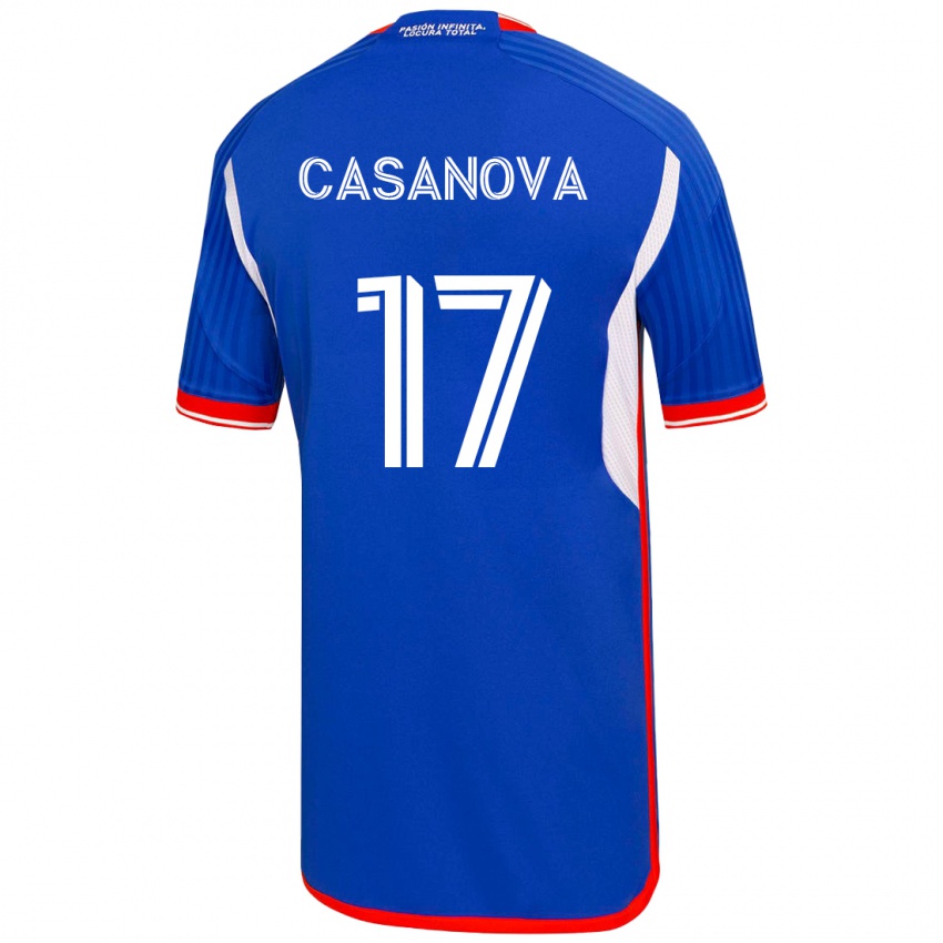 Męski Luis Casanova #17 Niebieski Domowa Koszulka 2023/24 Koszulki Klubowe
