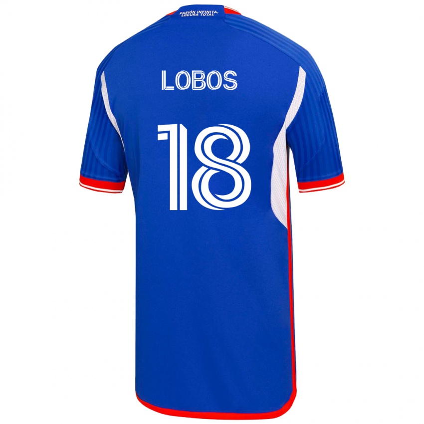 Męski Franco Lobos #18 Niebieski Domowa Koszulka 2023/24 Koszulki Klubowe