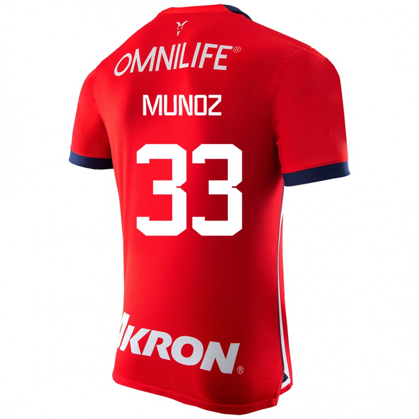 Męski Zahid Muñoz #33 Czerwony Domowa Koszulka 2023/24 Koszulki Klubowe