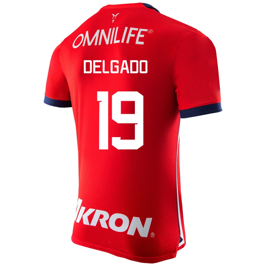 Męski Daniela Delgado #19 Czerwony Domowa Koszulka 2023/24 Koszulki Klubowe