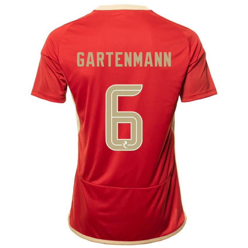 Męski Stefan Gartenmann #6 Czerwony Domowa Koszulka 2023/24 Koszulki Klubowe
