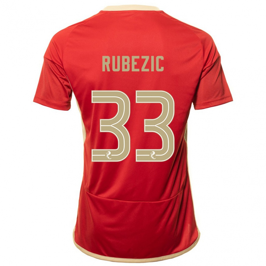 Męski Slobodan Rubezic #33 Czerwony Domowa Koszulka 2023/24 Koszulki Klubowe