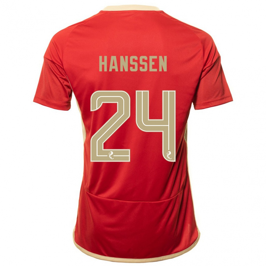 Męski Nadine Hanssen #24 Czerwony Domowa Koszulka 2023/24 Koszulki Klubowe