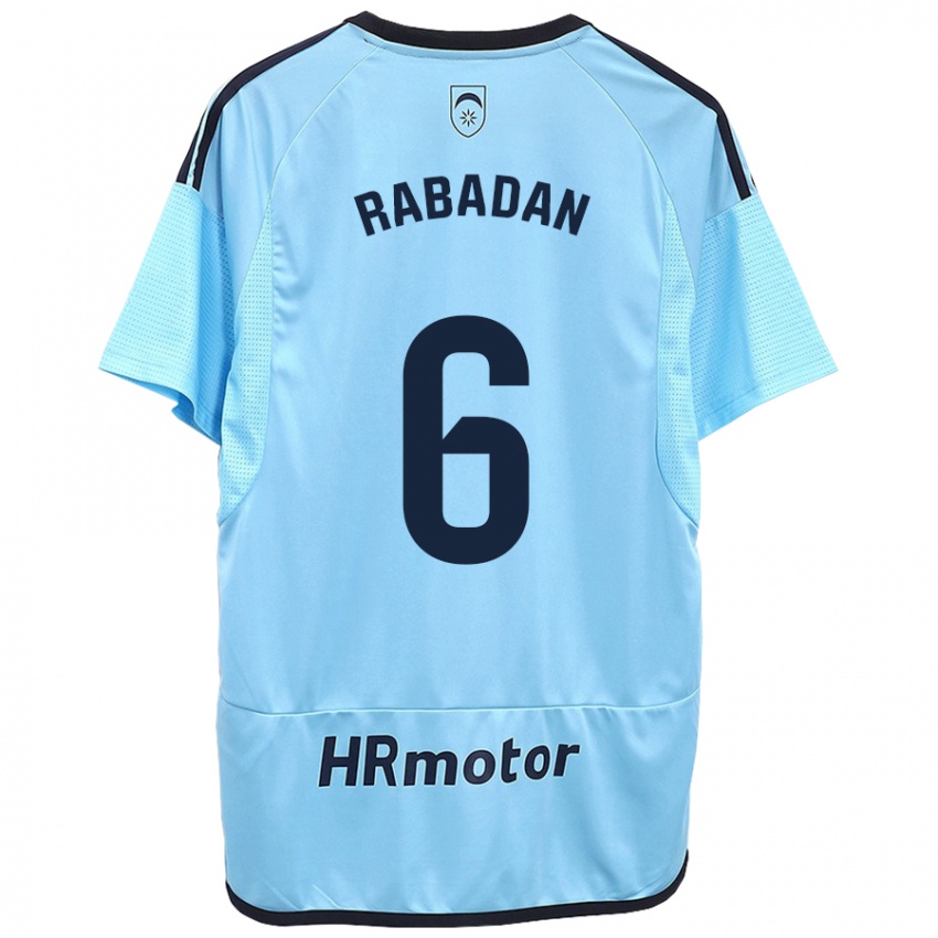 Męski David Rabadán #6 Niebieski Wyjazdowa Koszulka 2023/24 Koszulki Klubowe