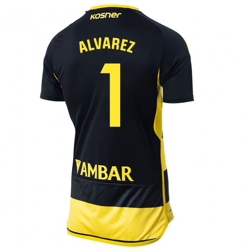 Męski Cristian Álvarez #1 Czarno Żółty Wyjazdowa Koszulka 2023/24 Koszulki Klubowe