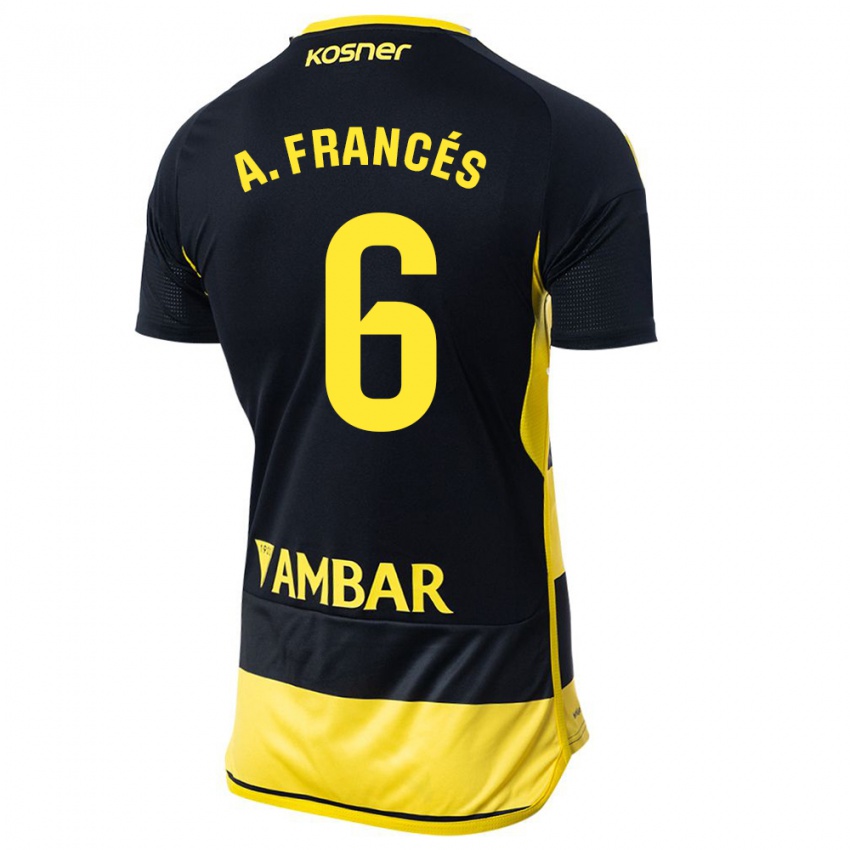 Męski Alejandro Francés #6 Czarno Żółty Wyjazdowa Koszulka 2023/24 Koszulki Klubowe
