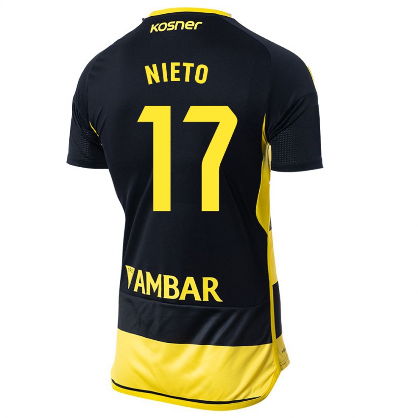 Męski Carlos Nieto #17 Czarno Żółty Wyjazdowa Koszulka 2023/24 Koszulki Klubowe