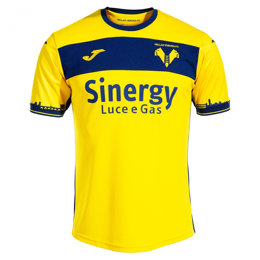 Męski Matteo Spagnolli #0 Żółty Wyjazdowa Koszulka 2023/24 Koszulki Klubowe